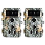 2-Pack Game Trail Deer Cameras No Glow 90ft Night Vision 24MP Picture 1296P H.264 MP4 Video Motion Activated Waterproof 0.1S Trigger Speed Photo & Video Model for Hunting Wildlife or Home Surveillance