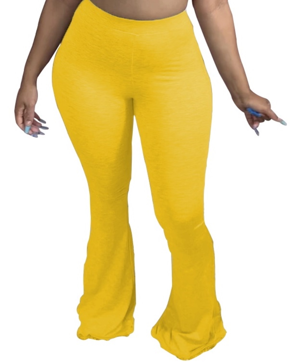 Solid Color African High Waist Flare Trousers