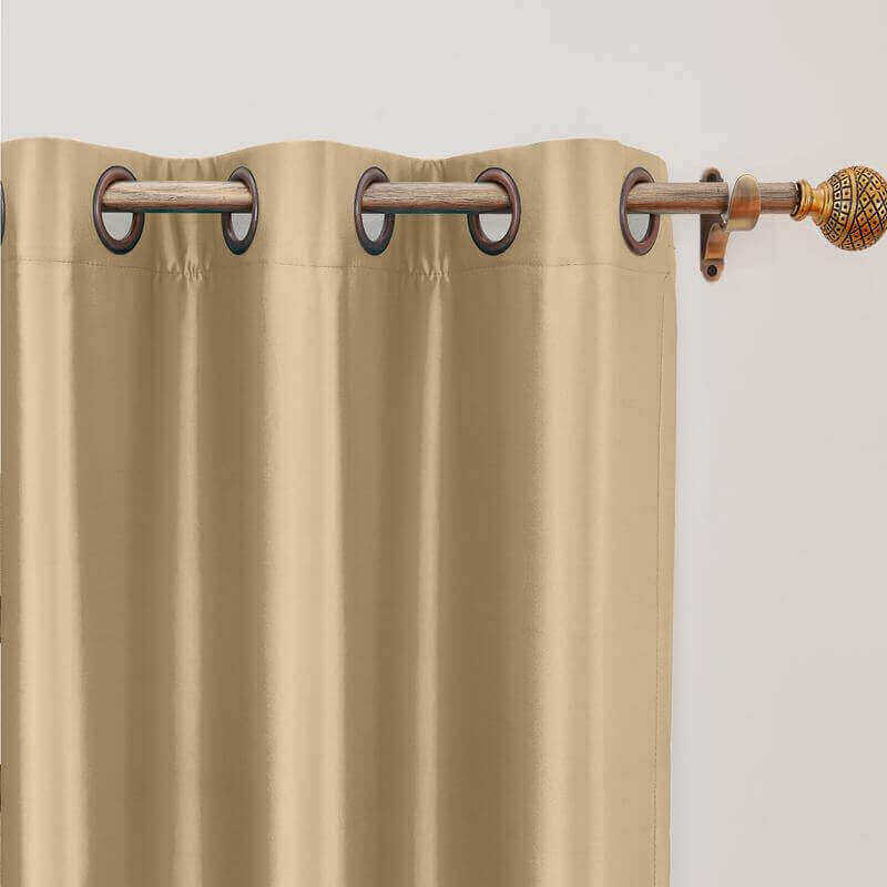 CUSTOM Lao Hang Zhou Taupe Polyester Cotton Thermal Insulated Curtain
