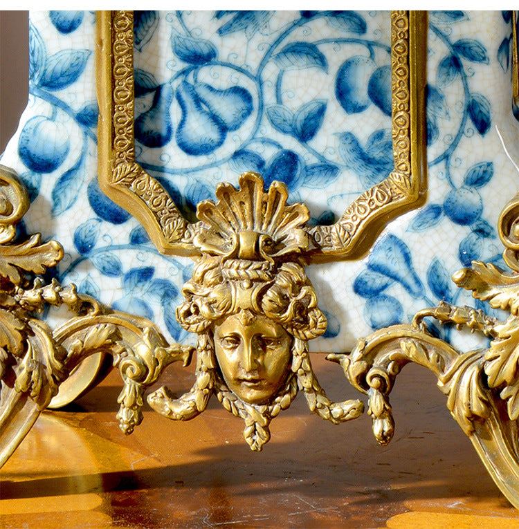 French candle holder blue and white European style retro pendant clock Mantel clock