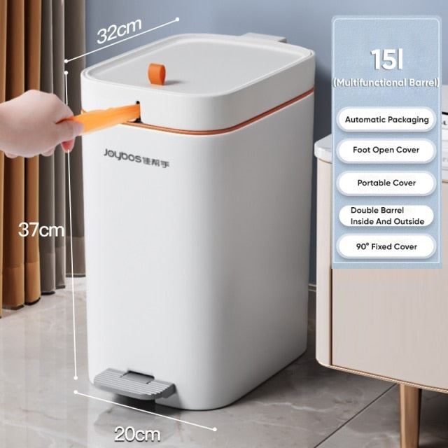 Trash Can Household Automatic Packing Tube With Cover Pedal Light Luxury Living Room Large Toilet Bathroom Kitchen