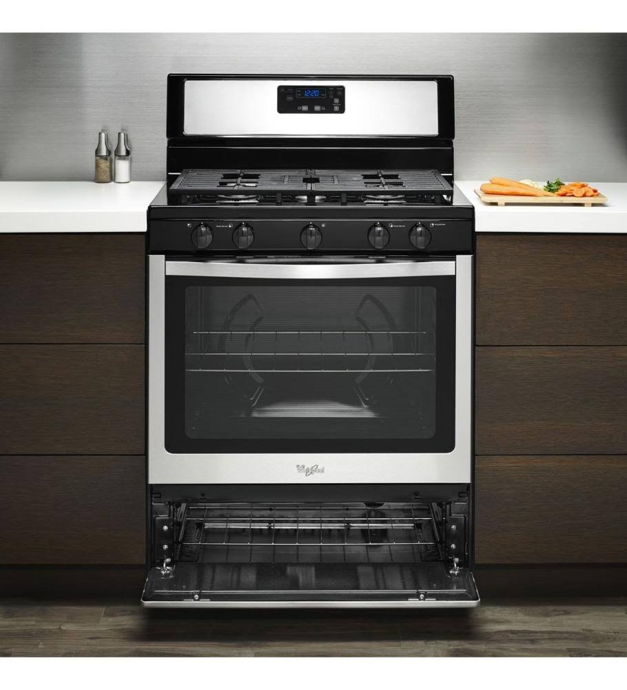 Whirlpool WFG505M0BS Gas Range with Broiler Drawer - Freestanding - 5.1 cu ft - Black/Stainless