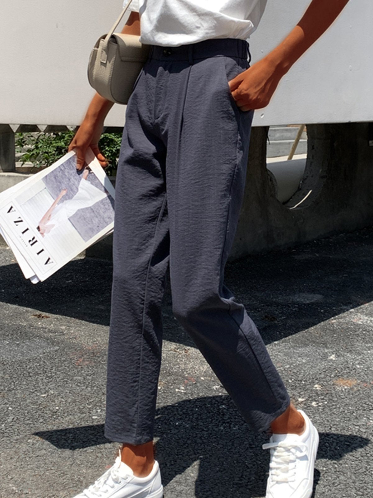 Plus Size Women Plain Casual Pants