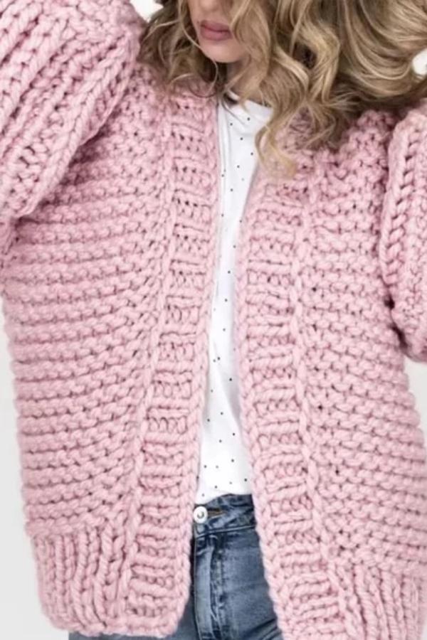 Fashion Casual Loose Puff Sleeves Cardigan
