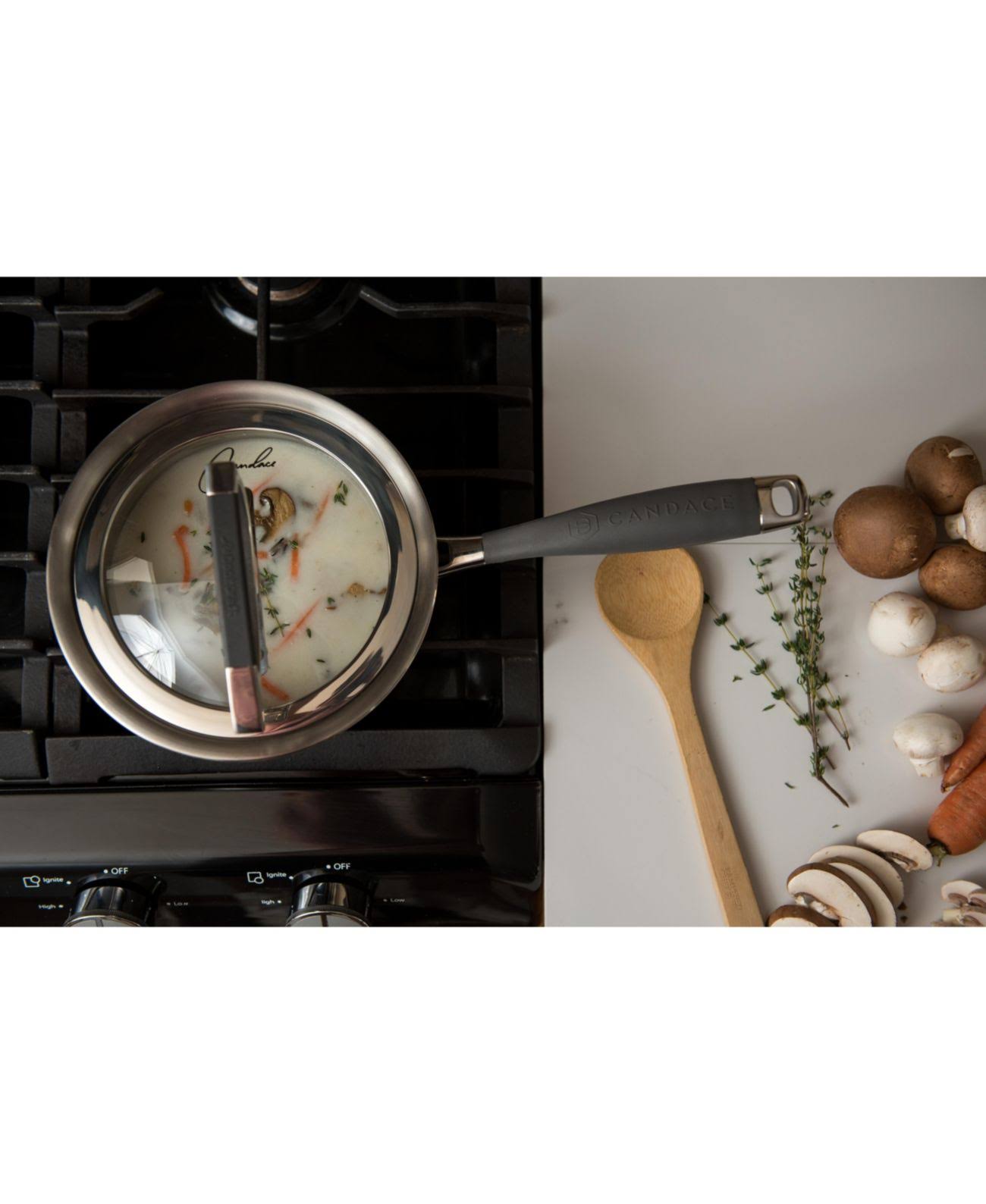 CookCraft by Candace 1.5 Qt. Stainless Steel Sauce Pan with Glass Lid