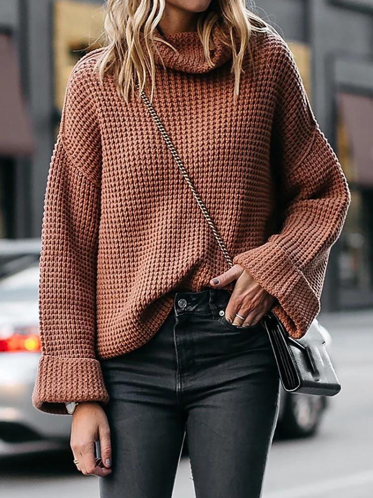 Autumn/Winter Leisure High-Collar Long-Sleeved Loose Sweaters