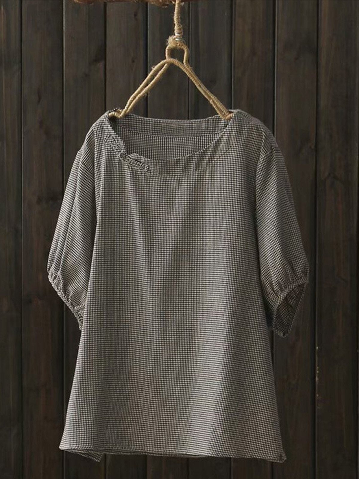 Women Casual Plus Size Tops Tunic Plaid Blouse Shirt