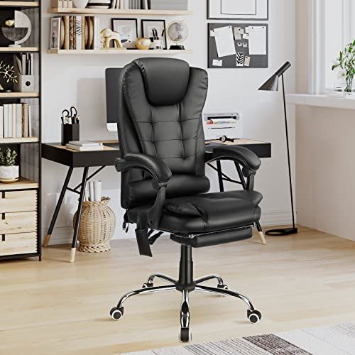 High Back Reclining Massage Office Chair with Footrest and Height Adjustable
