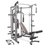 Marcy Smith Cage Machine with Workout Bench and Weight Bar- Black