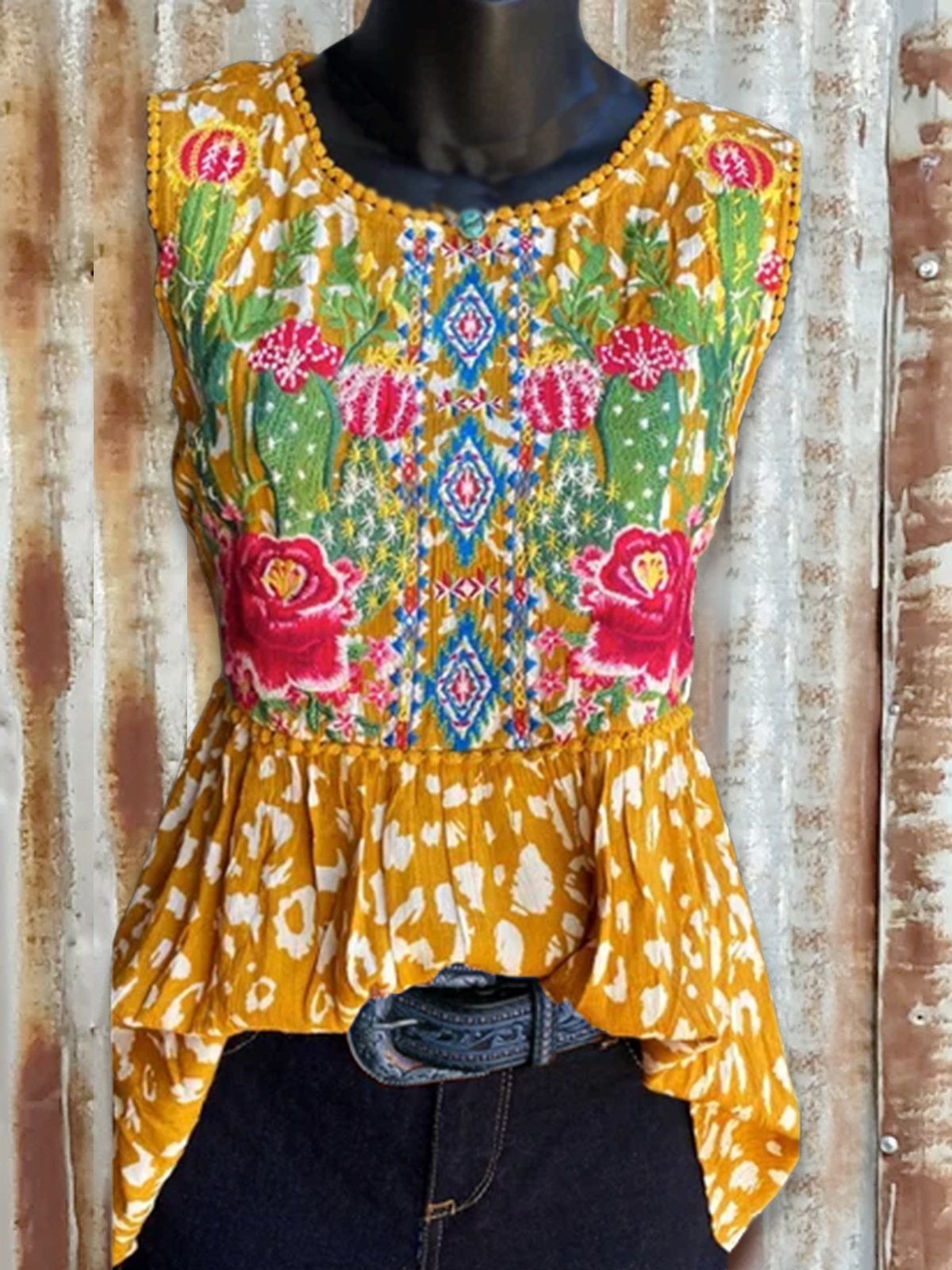 Floral Cotton-Blend Shirts & Tops