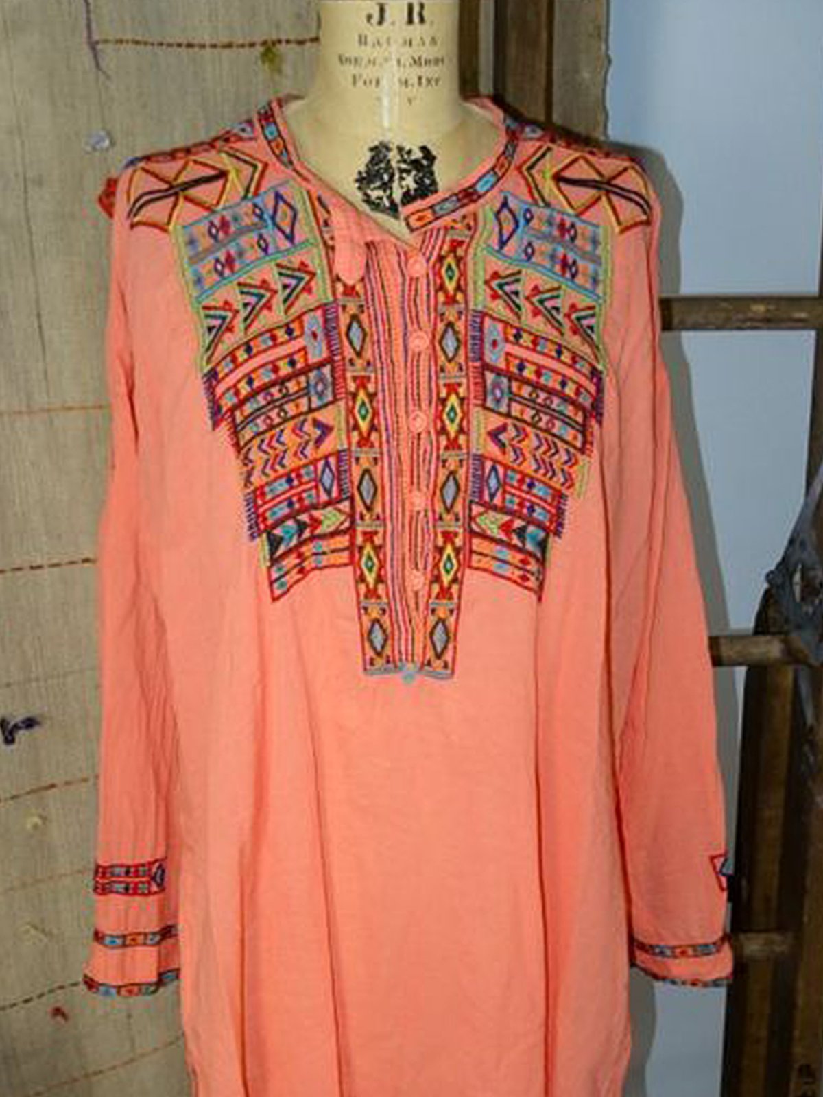 Geometric Printed Long Sleeve Dresses