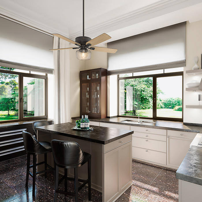 Hunter Large Room LED 52-in LED Indoor Ceiling Fan with Light Kit and Remote (5-Blade) 59417