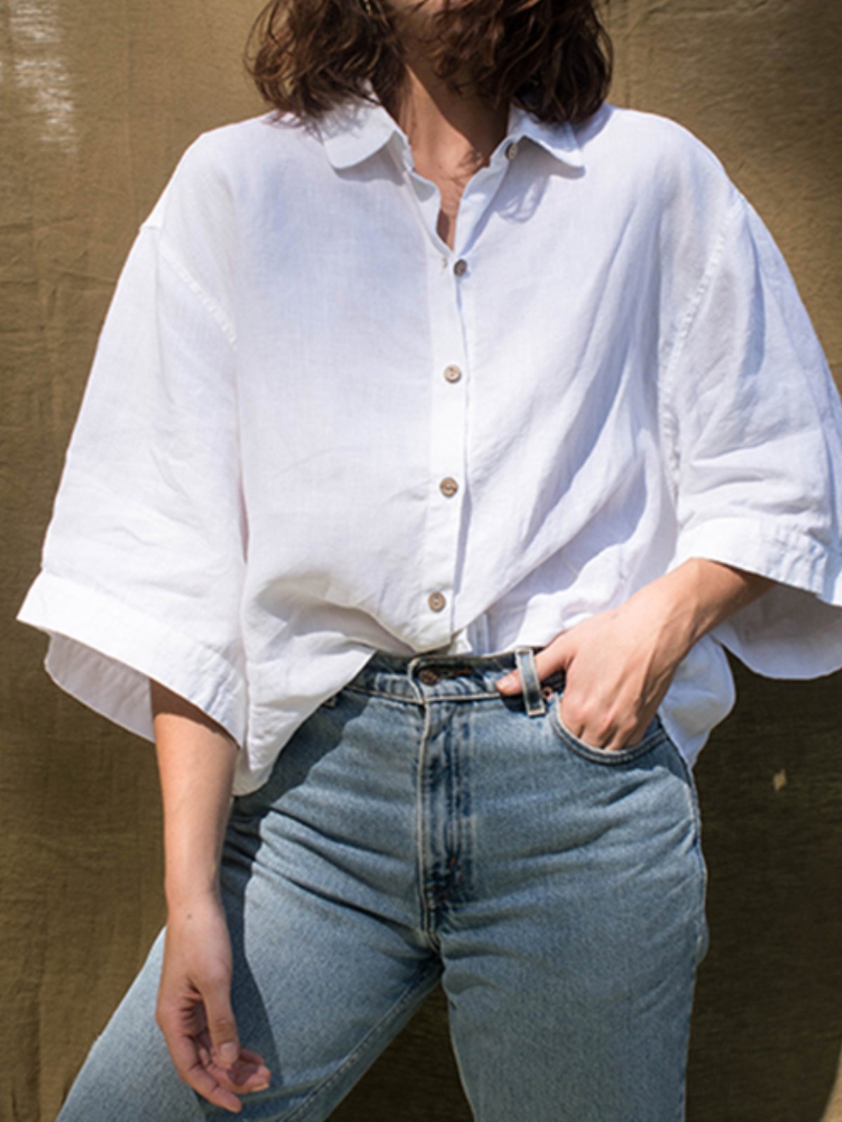 Solid Casual Cotton Shirts & Tops