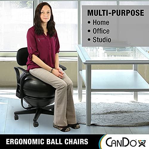 CanDo Metal Ball Chair �C Inflatable Ergonomic Active Seating Exercise Ball Chair With Air Pump-  Blue