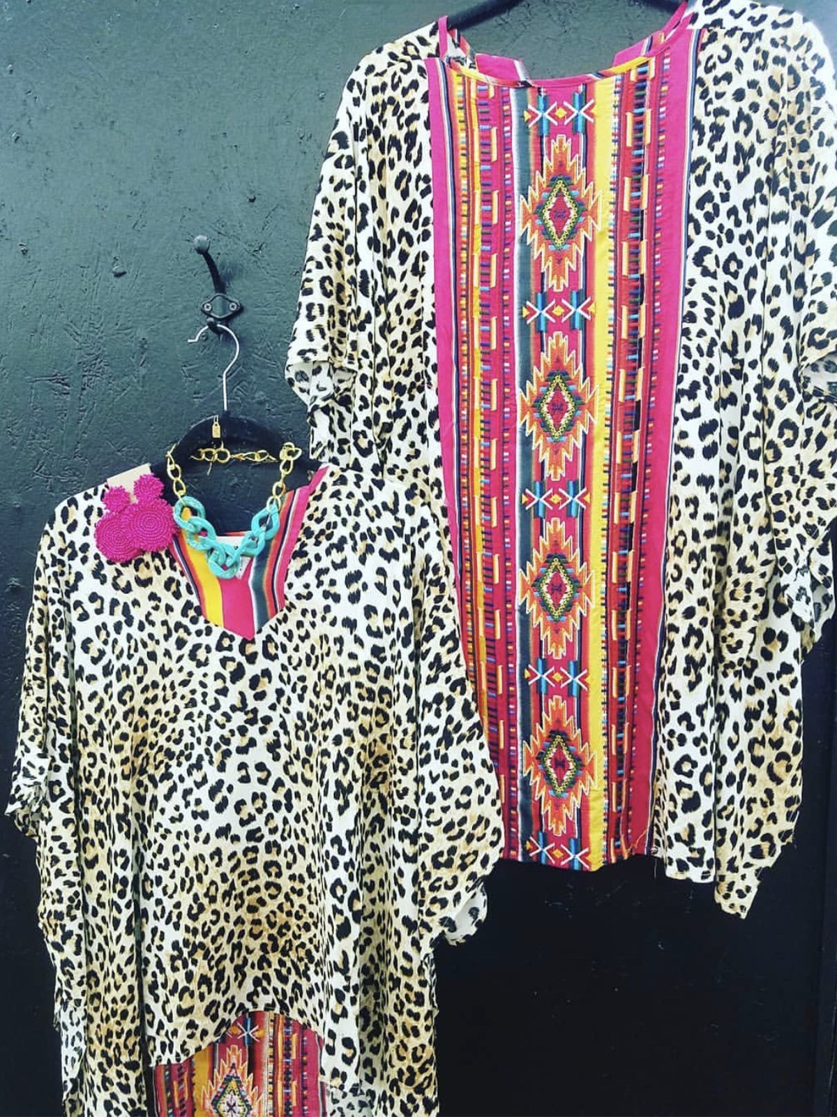 Leopard Shift Jersey Short Sleeve Floral-Print Shirts & Tops