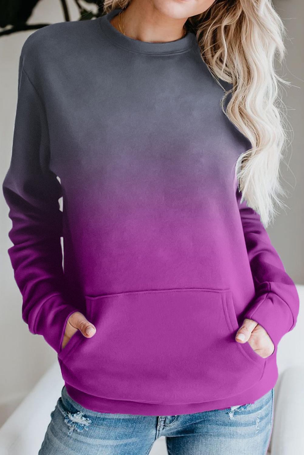 5Purple Ombre Kangroo Pocket Pullover Sweatshirt Crystal Women Korean Hoop Earrings for Women Fashion Women Earrings brincos