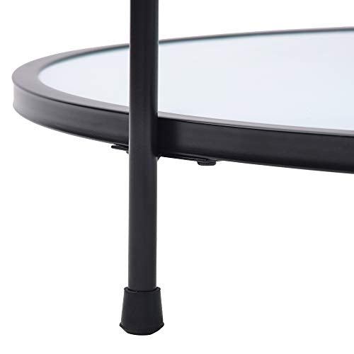 36��� Tempered Glass Metal Coffee Table w/ Stained White Tempered Glass / 2-Tier