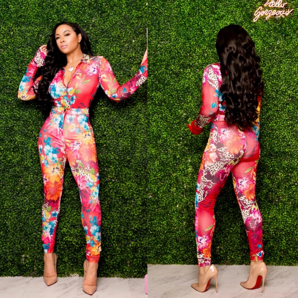 Autumn Floral Two Piece Matching Pants Set