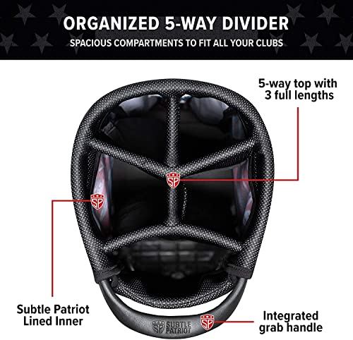 Subtle Patriot Covert 15 Club Golf Stand Bag 5 Way Top, Fully Lined Dividers, Snap-On