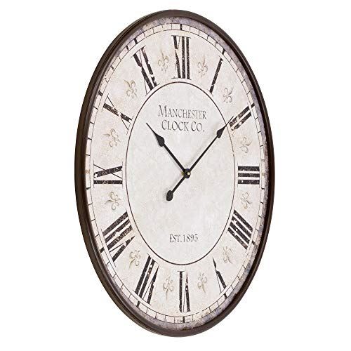 Large Round Wall Clock/ Brown