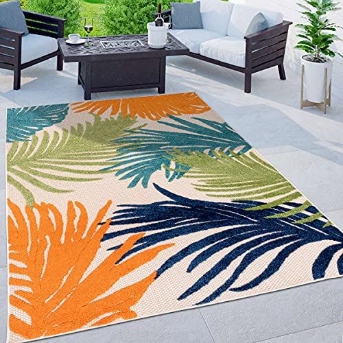 Rugshop Lucca Contemporary Floral Indoor/Outdoor Area Rug 7’10” x 10′ Multi