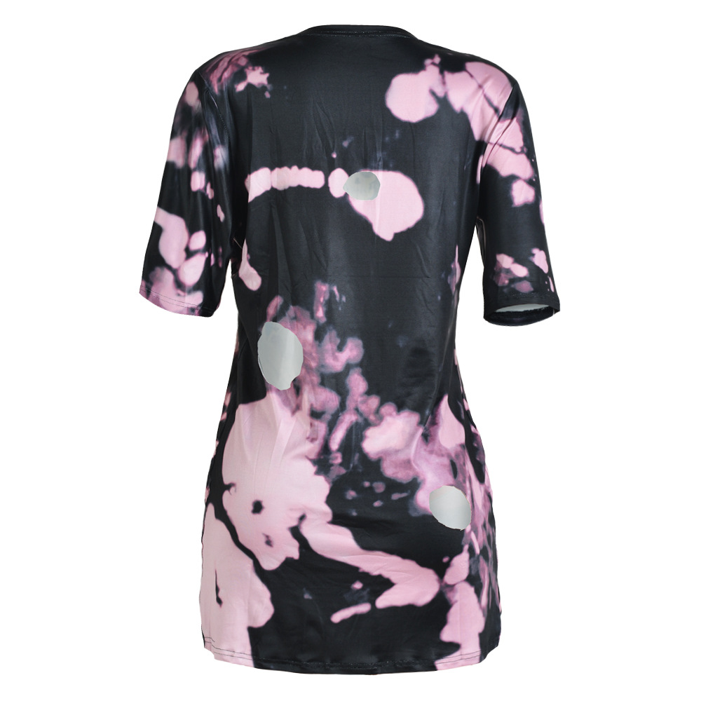 Short Sleeve Print Ripped Shirt