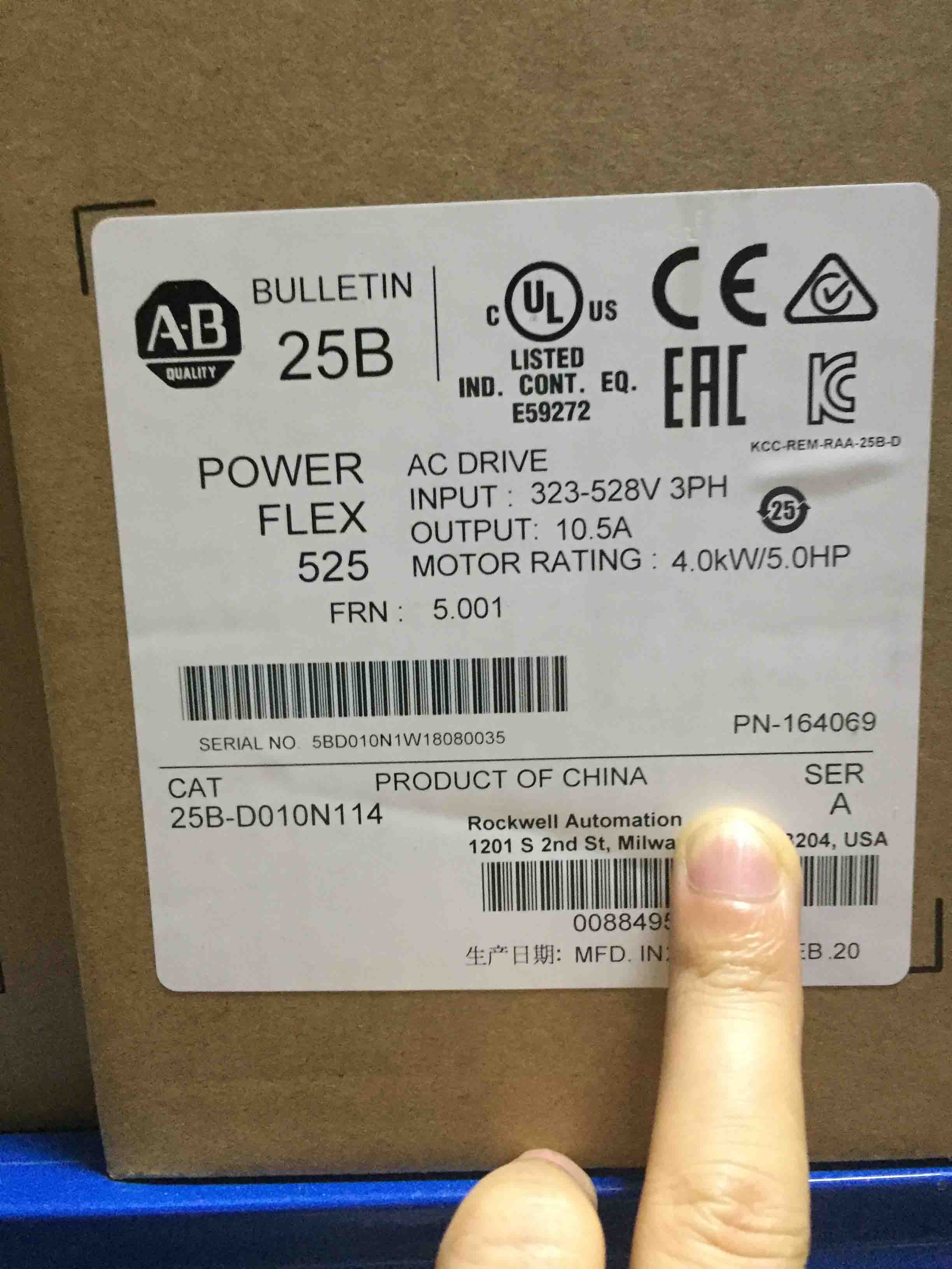 25B-D010N114 Allen Bradley Original Brandy New Factory Sealed