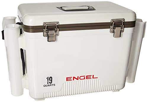 Engel 19 Quart Leak-Proof air-Tight drybox/Cooler with Rod Holders, White (UC19-RH)