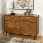 Mid Century Modern Grooved Handle Wood Dresser for Bedroom with 6 Drawer