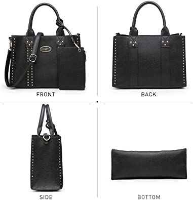 Women Vegan Leather Handbags Fashion Satchel Bags, 3pcs 0620 Bronze New