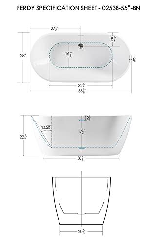 Shaped Freestanding Soaking Bathtub, cUPC Certified, Glossy White Freestanding