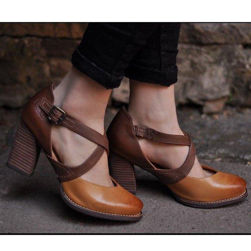 Women's high heels 8 cm with buckle strap