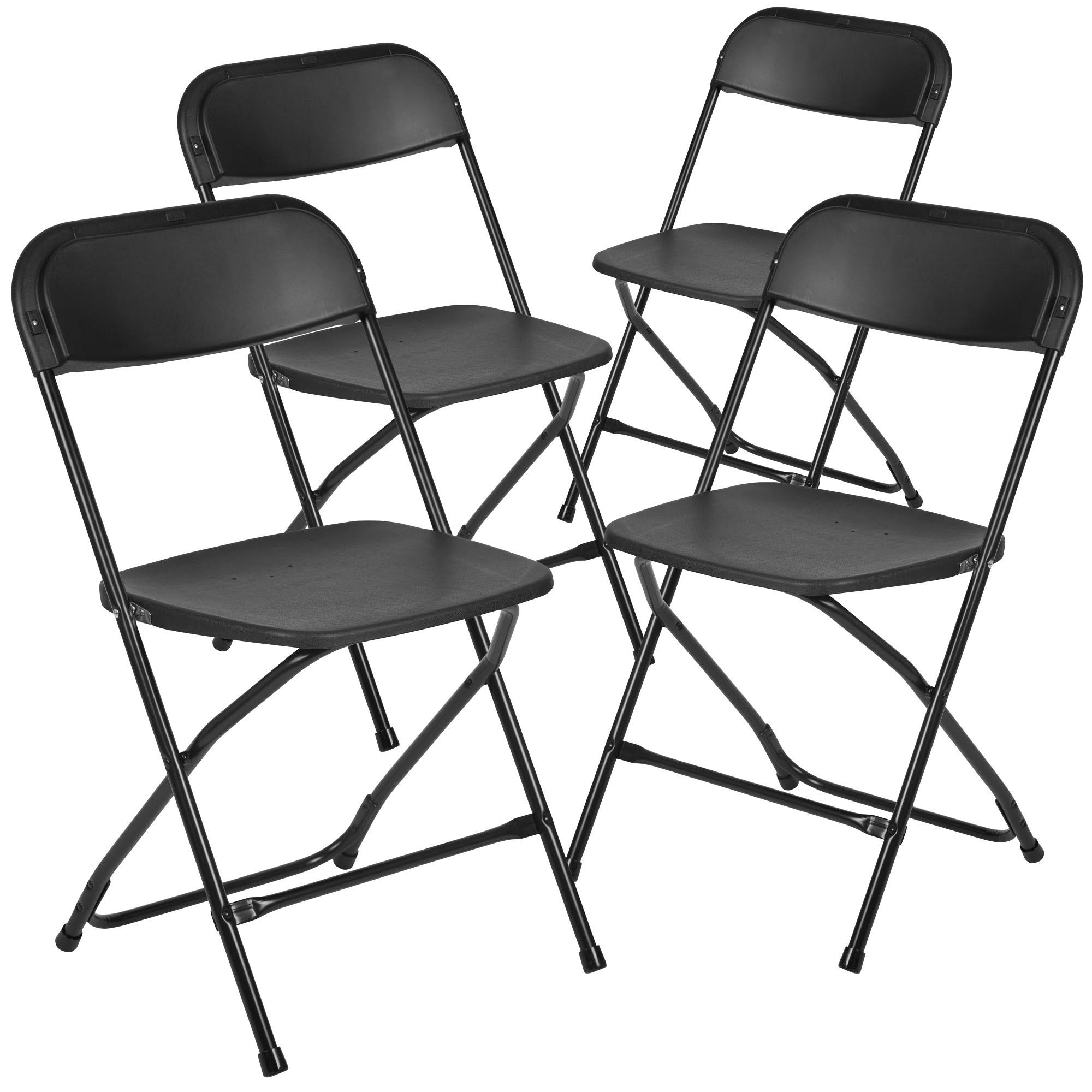 Flash Furniture Hercules Plastic Armless Folding Chair, Black, 4/Pack