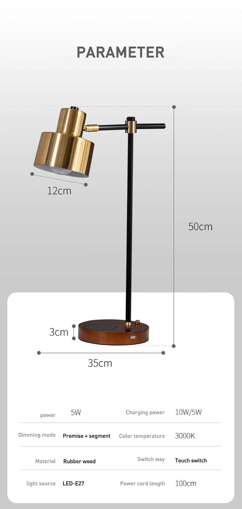 Wireless Charging Cell Phone Bluetooth Speaker Bedside Lamp