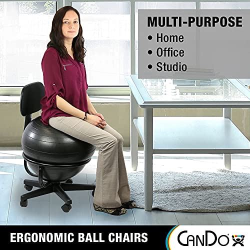 CanDo Metal Ball Chair �C Inflatable Ergonomic Active Seating Exercise Ball Chair With Air Pump-  Red