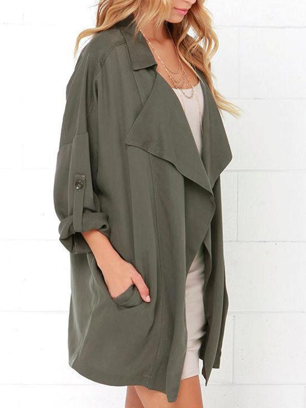 Tailored Collar Casual Solid Color Coat