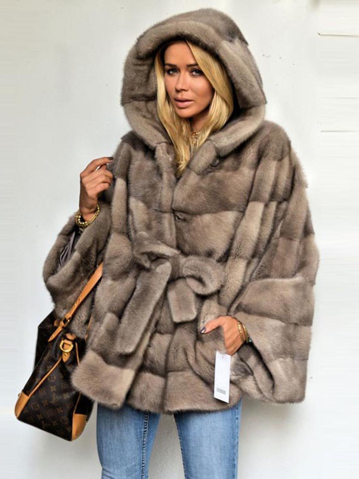 Faux Fur Solid Hoodie Parka Coat with Belt