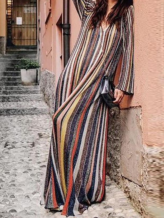 Striped Shift Basic Fall Dress