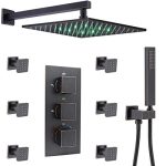 Jets System, 12 Inch Wall Mount LED Rainfall Shower Head with 6 Body Sprays