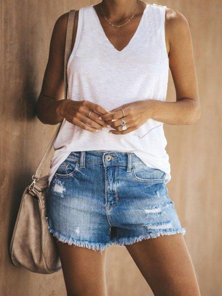 Casual Sleeveless Round Neck Shirts & Tops