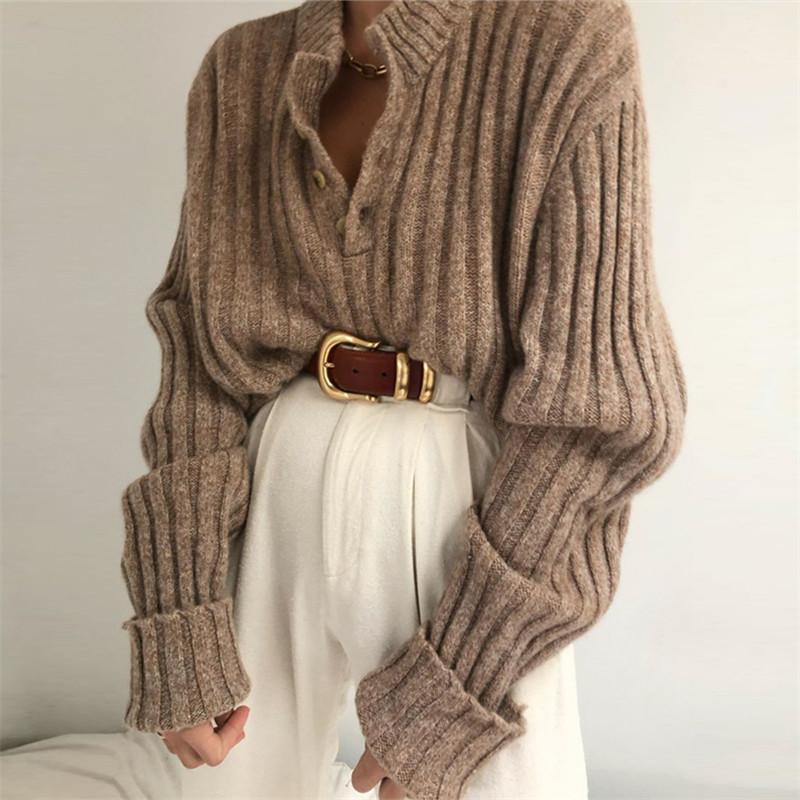 Fashion Knit Rib Henry Collar Top