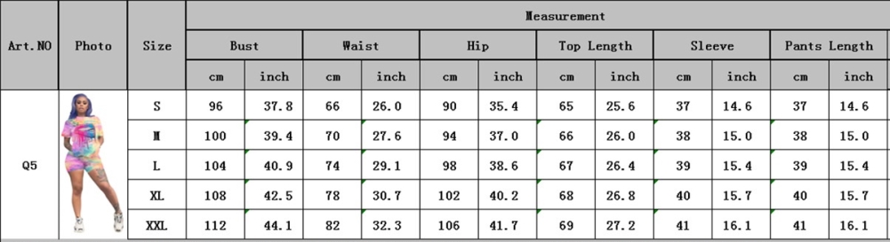 Summer Tie Dye Two Piece Biker Short Set