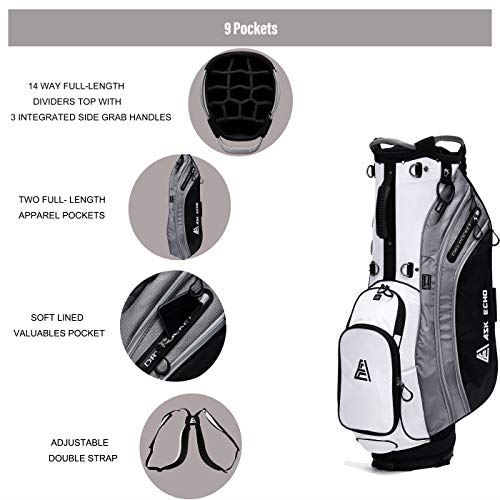 ASK ECHO Lightweight Golf Stand Bag with 14 Way Full Length Dividers
