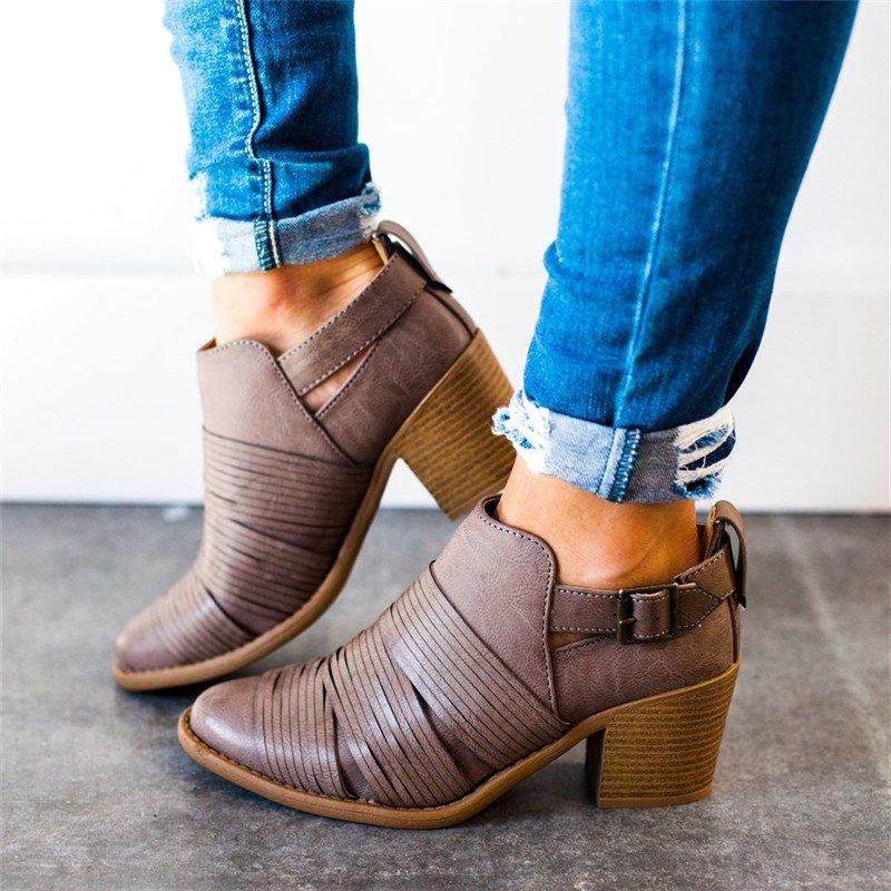 Women Classic Ankle Adjustable Buckle Booties Casual Comfort Plus Size Shoes
