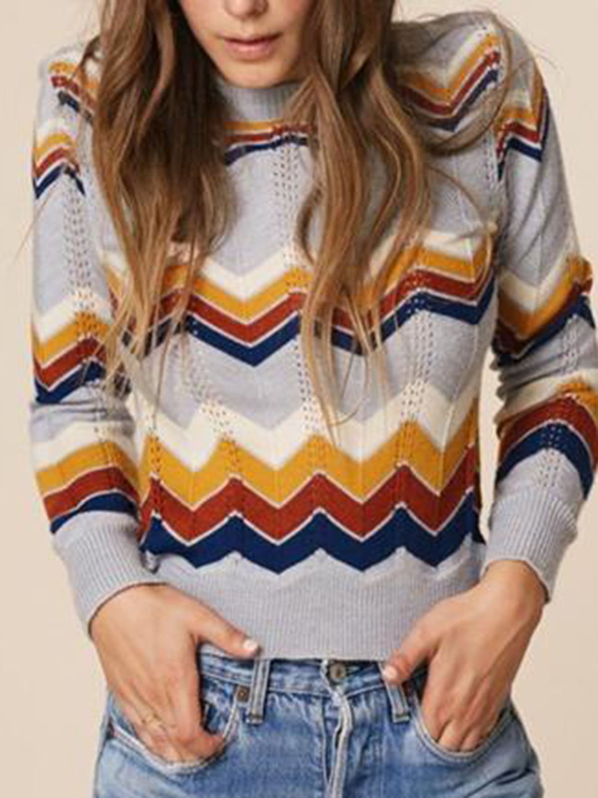 Casual Striped Crew Neck Sweater
