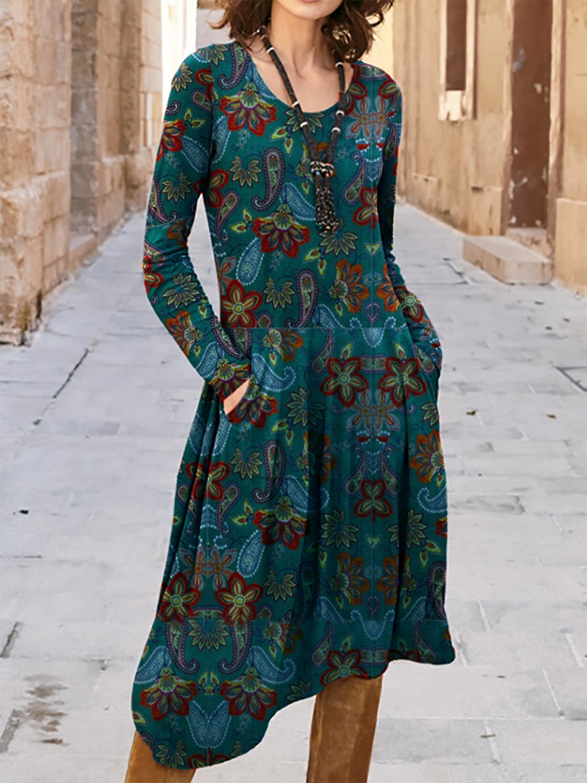 Floral-Print A-Line Dresses