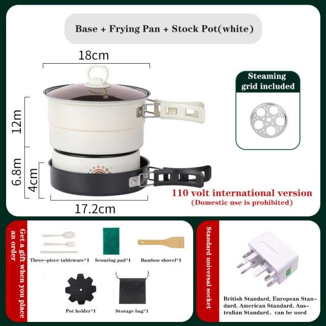 110V Multicooker Electric Skillet Fry Stew Soup Pot Multifunctional Rice Steamer Hot Pot Detachable