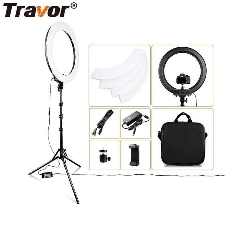 18 Inch LED Ring Light With Tripod Dimmable 3200K-5500K Bi-color for YouTube Live Makeup