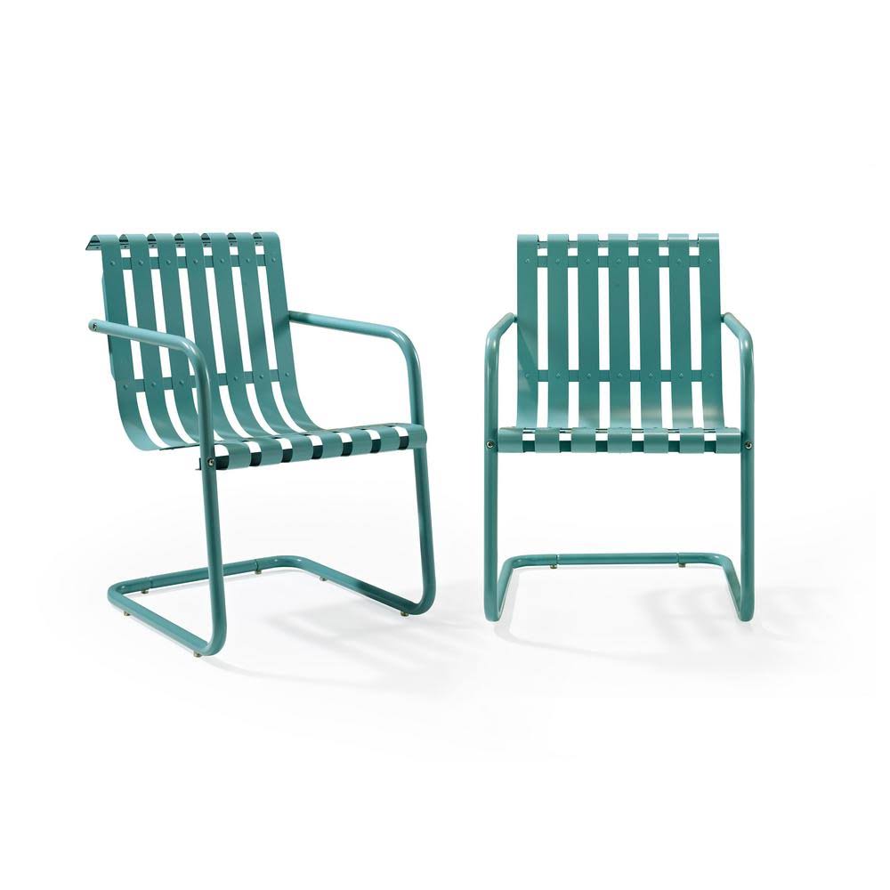 Crosley Gracie Blue Metal Outdoor Chair (Set of 2)