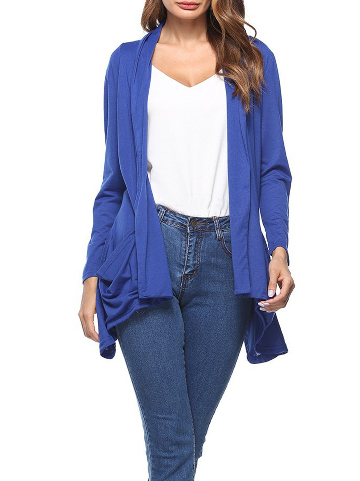 Casual Solid Pockets Cotton Cardigan